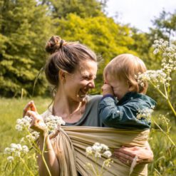 yellow ring sling made of hemp for toddlers