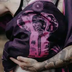nero-rosa-cotone-bambino-fionda-elefante-bambino-corretto-trasportare