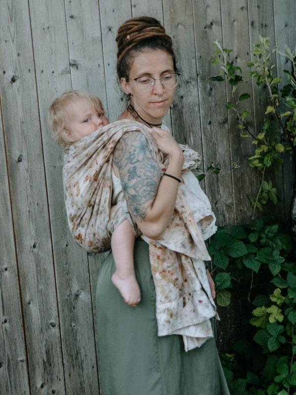 Baby in a hemp wrap—security, closeness, and hands-free mobility